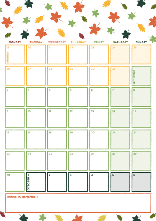 Autumn and Winter Wall Planners 2024