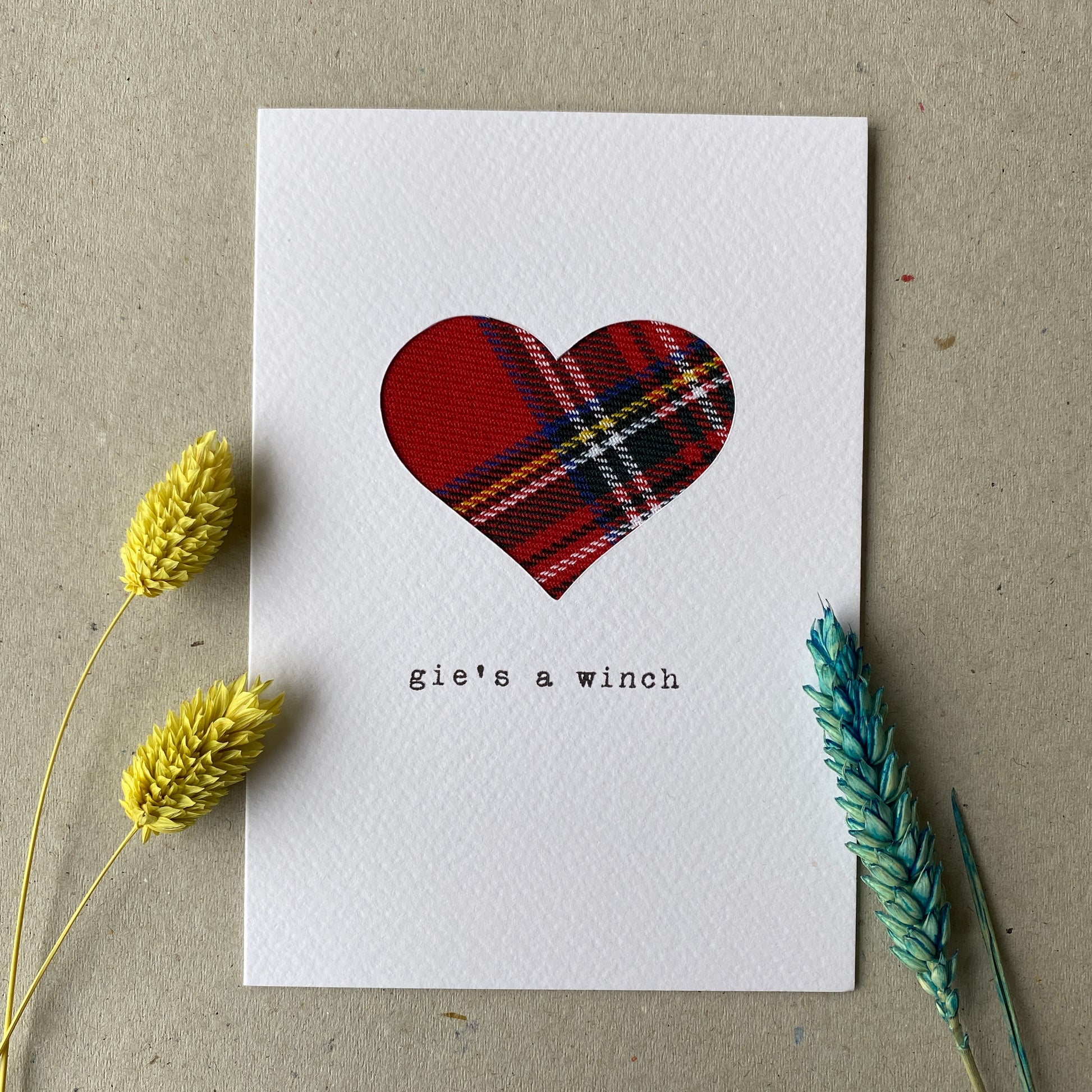 'Gie's A Winch' Scottish Love Card with Tartan - HiyaPal