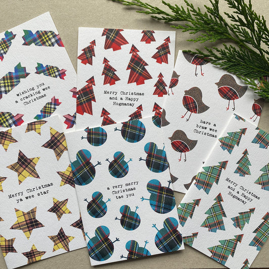Tartan Pattern Christmas Cards Pack of 6