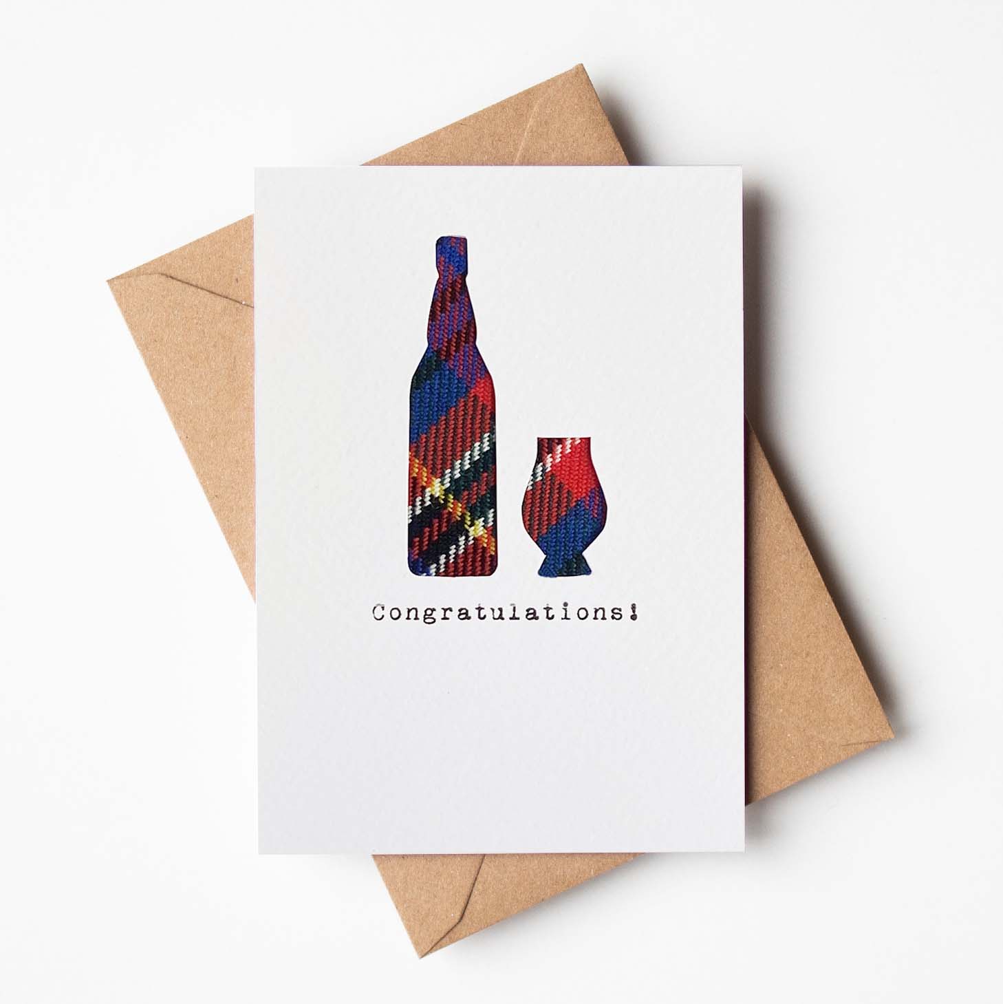 Scottish 'Congratulations!' Card for Whisky Lovers with Real Tartan - HiyaPal