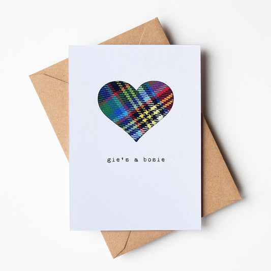 'Gie's A Bosie' Scottish Love Card with Tartan - HiyaPal