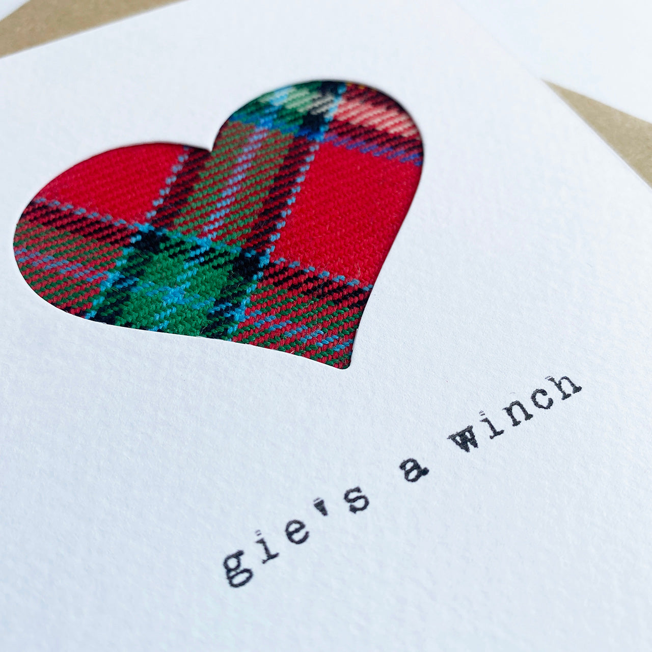 'Gie's A Winch' Scottish Love Card with Tartan - HiyaPal