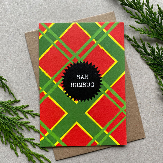 Bah Humbug Neon Christmas Card Single
