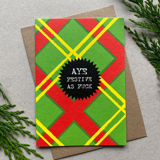 Aye Festive as F Neon Christmas Card
