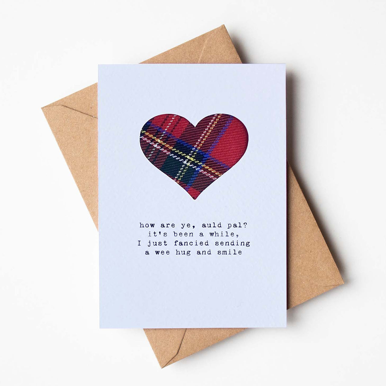'A Wee Hug and a Smile' Scottish Card with Real Tartan - HiyaPal