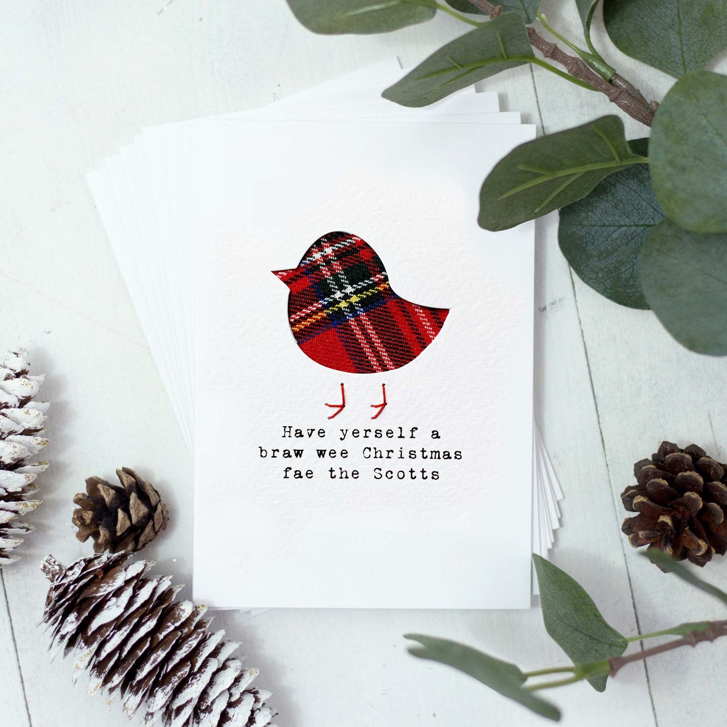 Personalised Tartan Christmas Cards, Set Of Six