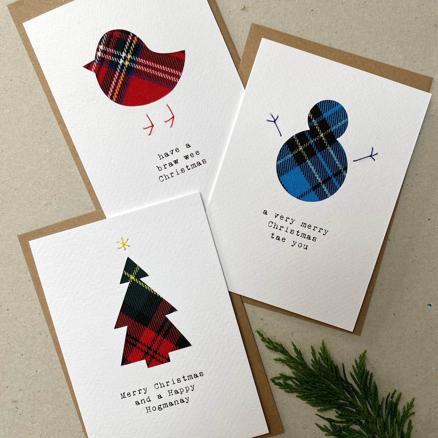 Set of 3 Handmade Christmas Cards