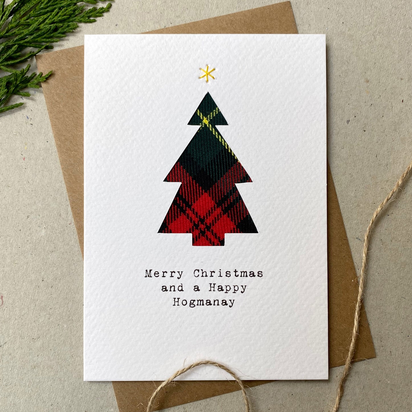 Handmade Tartan Christmas Tree Card