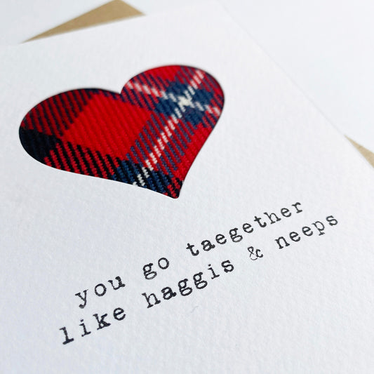 'You Go Taegether...' Scottish Wedding Card in Tartan - HiyaPal